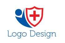 Shield Abstract with a Medical Cross and an Individual Logo